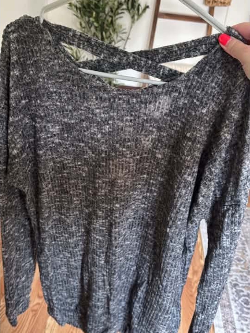 Heather Gray Crisscross-Back Knit Top